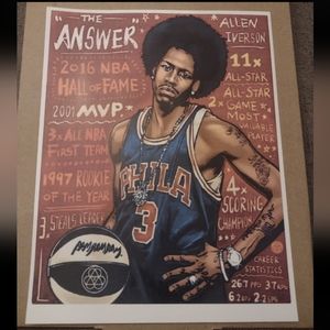 ALLEN IVERSON 8.5x11 ULTRA PREMIUM GLOSSY NBA PHILADELPHIA 76ERS ART SET OF TWO